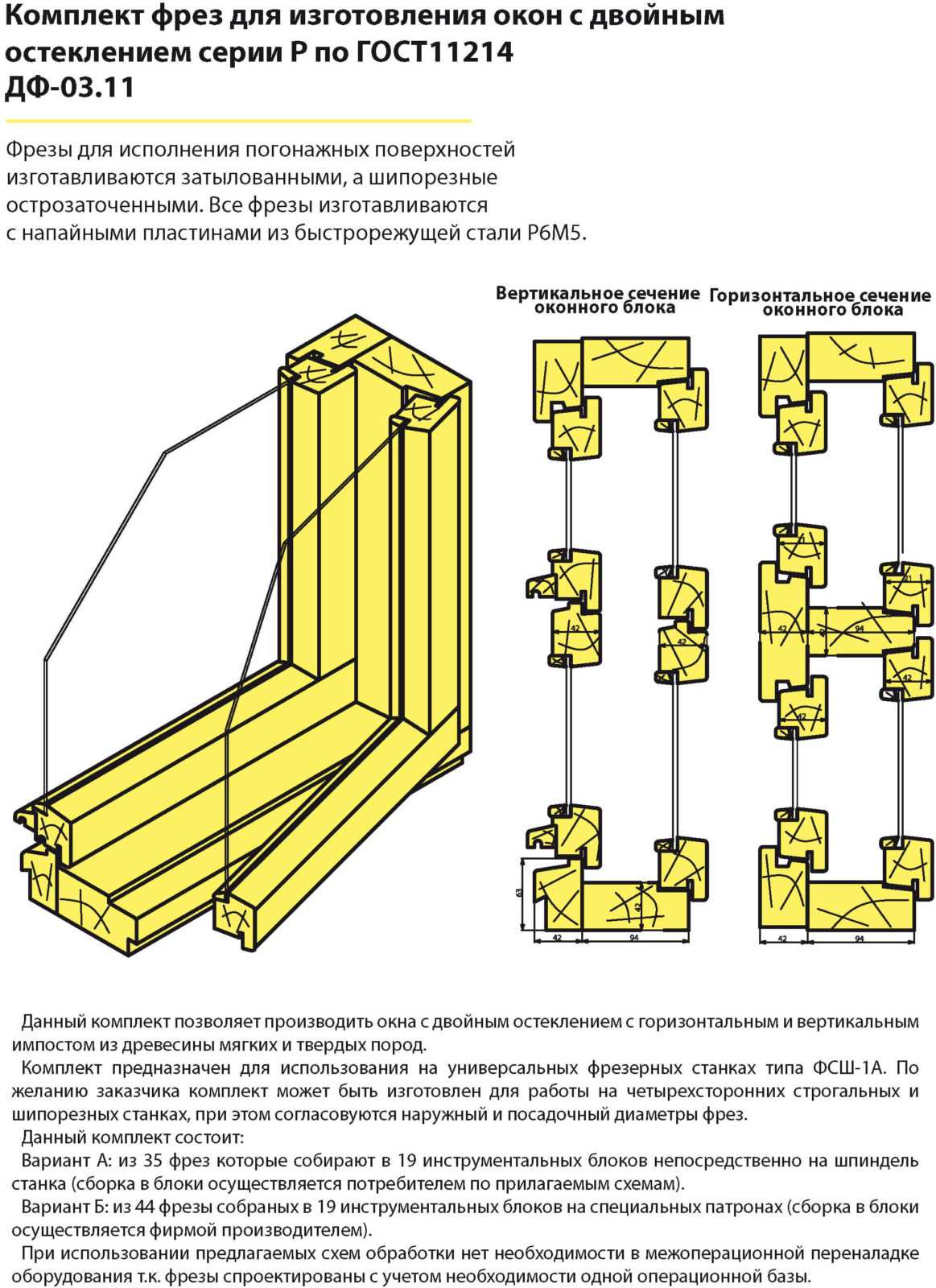 Фрезы для изготовления евроокон из дерева