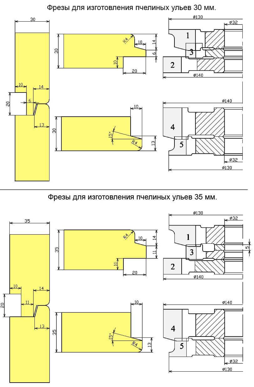 Фрезы для изготовления ульев 30 и 35 мм.