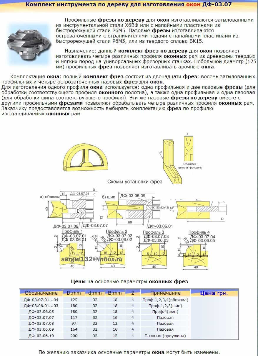 Фрезы для изготовления окон-4